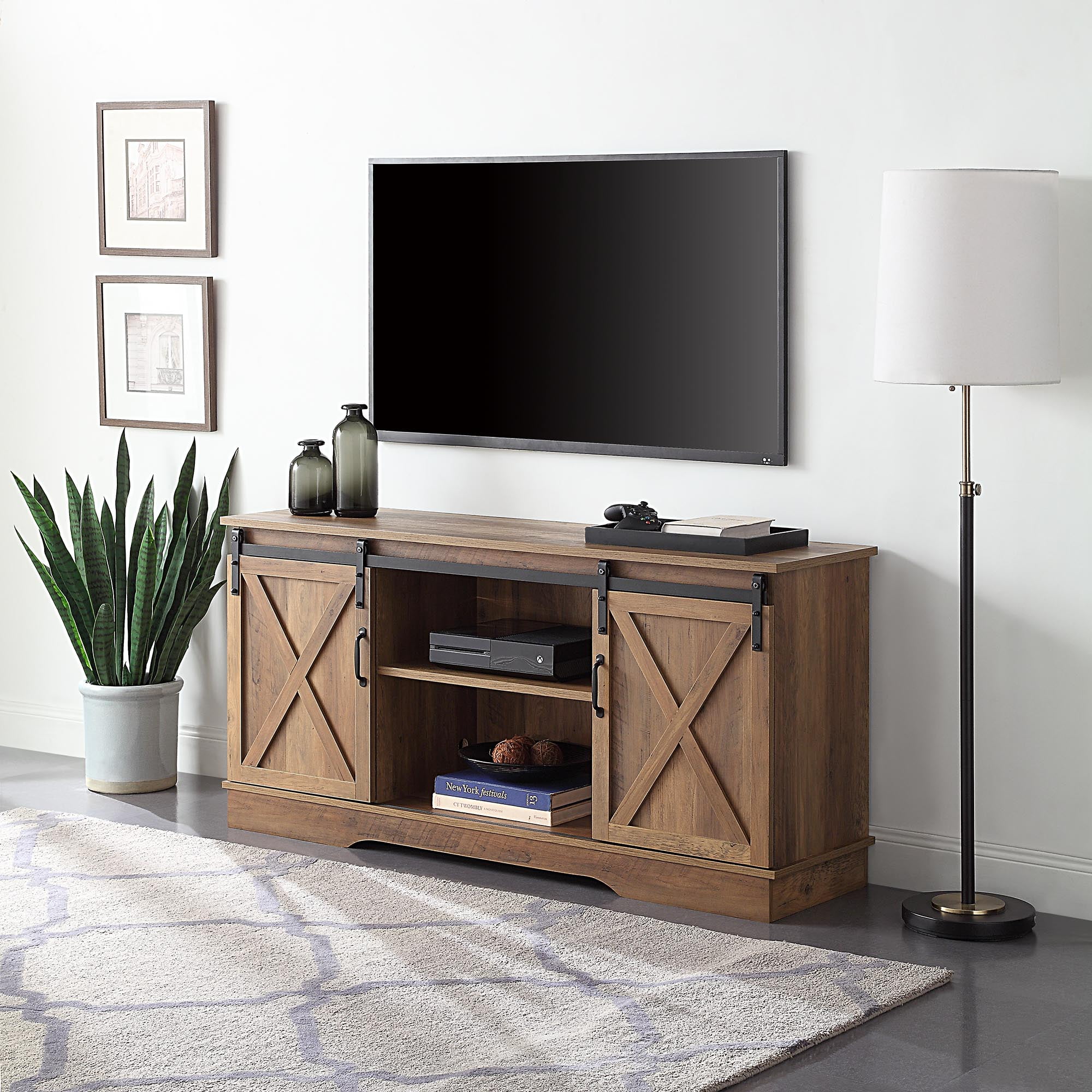BELLEZE Modern Farmhouse Style 58 Inch TV Stand With Sliding Barn Door free-download-glowing-mask-at-the-dark-hd-wallpaper-4k-ultra-wide-tv