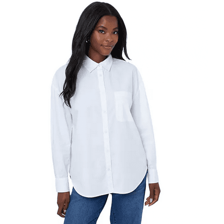 Edited by Remi Bader Women's Oversized Button-Down Shirt (White, Large)