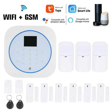 Wifi GSM Alarm System Remote Control Autodial TFT Display 433MHz Detectors IOS Android Tuya APP Control Touch Keyboard Compatible with Voice (Best Emoji Keyboard App)