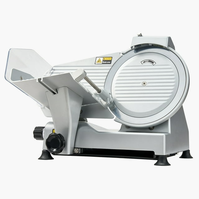 KFFKFF Commercial Meat Slicer, 10 inch Electric Deli Slicer Machine, 320W Food-Slicer with SUS420 Blade, 0-0.4 inch Adjustable Thickness