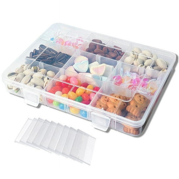 LILIANG Snack Box for Kids Snack Box with 18 Removable Grids Compartments, Multi Plastic Snackle Box Trays for Travel