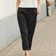 thumbnail image 1 of ICHUANYI Clearance Women's Elastic Waist Casual Pants Solid Color Large Pocket Cotton Linen Straight Pants(Black, M) ICHUANYI WER2023080810665, 1 of 6
