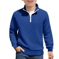 thumbnail image 5 of Lenpel Girls Boys' Sweatshirts Long Sleeve Half Zip Collared Textured Pullover Sweatshirt Tops Children Casual Clothes(Dark Blue,14-15 Years), 5 of 5