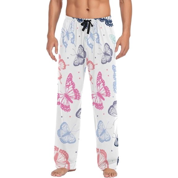 Colorful Butterfly Ghost Pajama Pants, Men's Lounge Pants Light with Drawstring and Pockets, Christmas New Year Birthday Father's Day Gifts, X-Large
