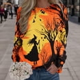 thumbnail image 2 of Arlun , Chandails d'Halloween pour Femmes 2025 Grande Taille Mignon Citrouille Graphique Drôle Lettres Imprimées Chandail Ample Décontracté Col Rond Manches Longues Tendance Hauts d'Halloween Orange5 TTG, 2 of 4