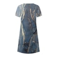 thumbnail image 3 of QJUHUNG Midi pour Femmes Été Décontracté en Vrac Boho Floral Imprimé Col Rond Manches Courtes Genou Longueur Robe Froncée avec Poches, 3 of 4