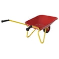 thumbnail image 6 of Red Metal Wheelbarrow for Children's , Easy Loading and Dumping Garden Cart with Steel Tray, Durable Heavy Duty Utility Trolley for Transporting Leaves, Soil, Sand, and More (1 Wheel), 6 of 8