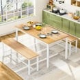 thumbnail image 2 of Cvortll Dining Room Table Set, Kitchen Table Set with 2 Benches for 4, Kitchen Table 28.7"H, 2 of 12