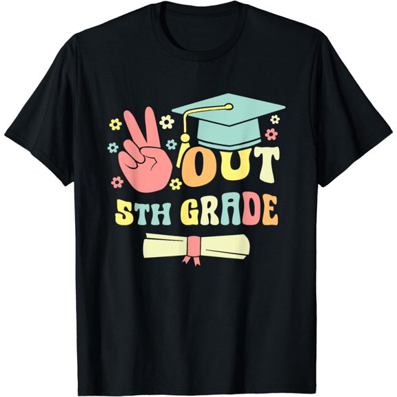 Peace out 5th grade shirt groovy 5th grade graduation kids T-Shirt