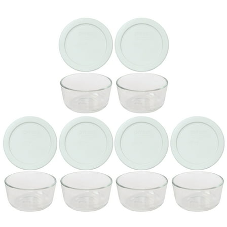 Pyrex 7202 1-Cup Glass Bowls & 7202-PC White Lids (6-Pack)