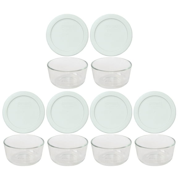 Pyrex 7202 1-Cup Glass Bowls & 7202-PC White Lids (6-Pack)