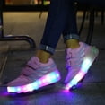 thumbnail image 6 of Fashion Colorful LED Light Shoes Kids Adult Ultra-light Roller Heelys Skates-Pink,40, 6 of 18
