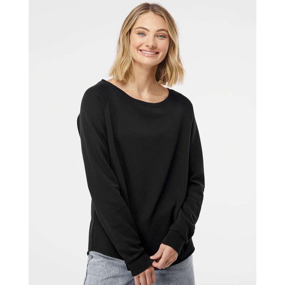 Independent Trading Co. Women's California Wave Wash Crewneck Sweatshirt PRM2000 Black XS