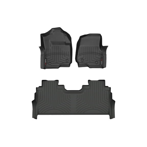 WeatherTech Custom Fit FloorLiners compatible with 2023-2024 Ford Super Duty - 1st & 2nd Row, Black