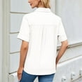 thumbnail image 6 of Womens Button Down Shirt Casual Short Sleeve Collared Work Blouse with Pocket White XXL, 6 of 7