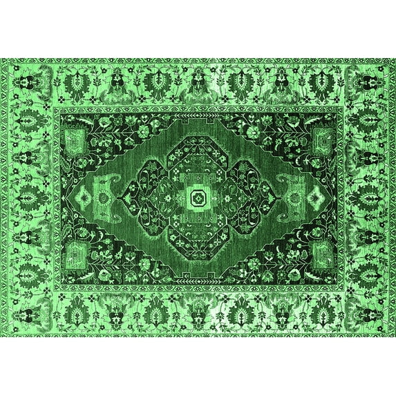 Ahgly Company Indoor Rectangle Persian Emerald Green Traditional Area Rugs, 4' x 6'