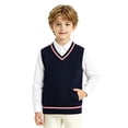 thumbnail image 6 of Fnhpitd Sweater Vest Girls Fall and Winter Waistcoat, School Uniforms Sleeveless Knit Pullover Navy 130, 6 of 7
