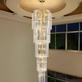 thumbnail image 4 of Posiosa Luxury Modern Long Staircase K9 Chandeliers Gold Top Design 10-Tier Large Foyer Entrance Chandeliers for High Ceiling Big Crystal Chandelier(Height 78.7 inch 20 Lights), 4 of 6