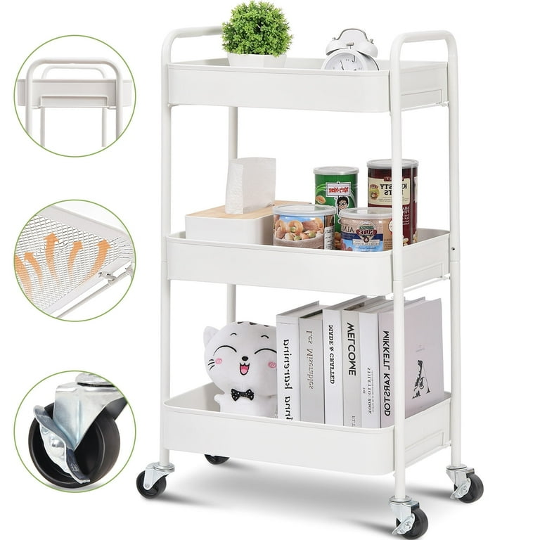 Free Shipping! KINGRACK 3-Tier Metal Rolling Utility Cart, Movable