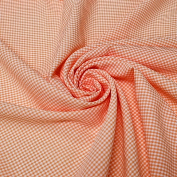 Gingham Check Poly Poplin Woven Fabric by the Yard, Lightweight, Available in Multiple Colors and Sizes