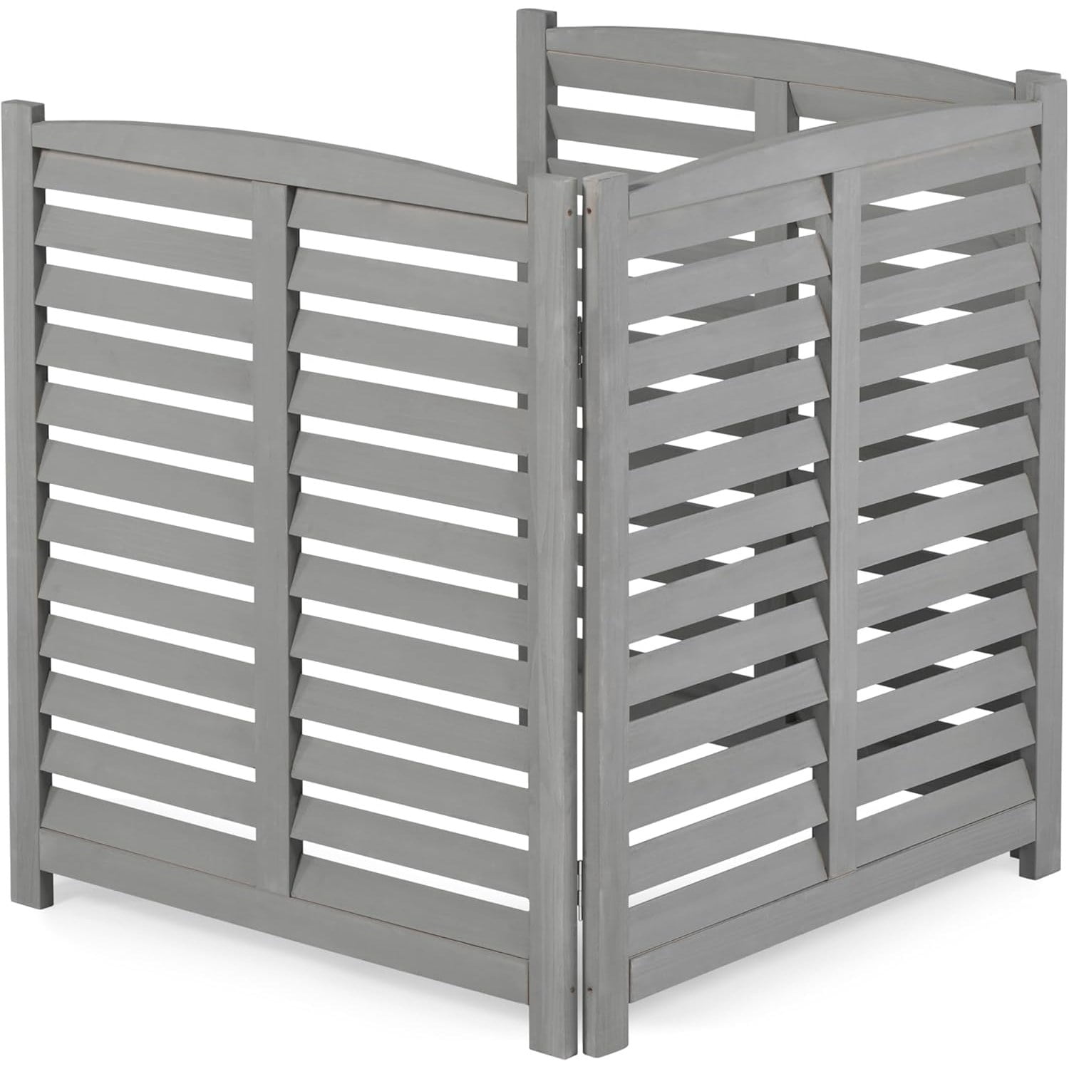 3-Panel Solid Wood Privacy Screen 32×38 Inch, Ventilated Outdoor AC Unit Fence Freestanding Enclosure for Trash Cans Pool Pump Patio Garden Decor