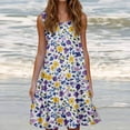thumbnail image 1 of Ovzne Robes Grande Taille pour Femmes Rondes Robe Mode Vacances Été Couleur Unie Sans Manches Fête Plage Robe Vacances Imprimée Liquidation, 1 of 6