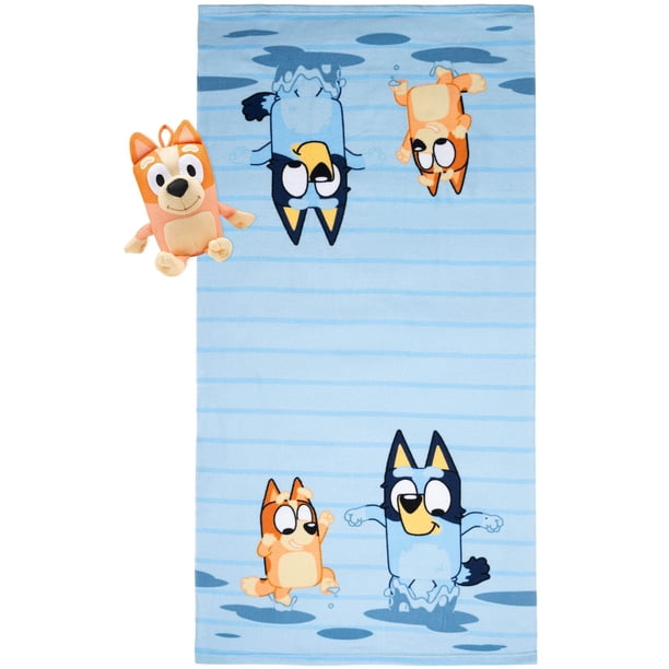 Set de toallas de baño y Bath Buddy Jay Franco Bluey y Bingo Kids