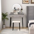thumbnail image 4 of Costway Vanity Makeup Dressing Table Stool Set 3-Color Lighted Mirror with Drawers Gray, 4 of 10