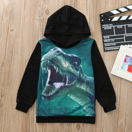 

Wolfast Promotion Children Boys Girls Long Sleeves Cartoon Dinosaur Printed Hooded Sweater Clothes