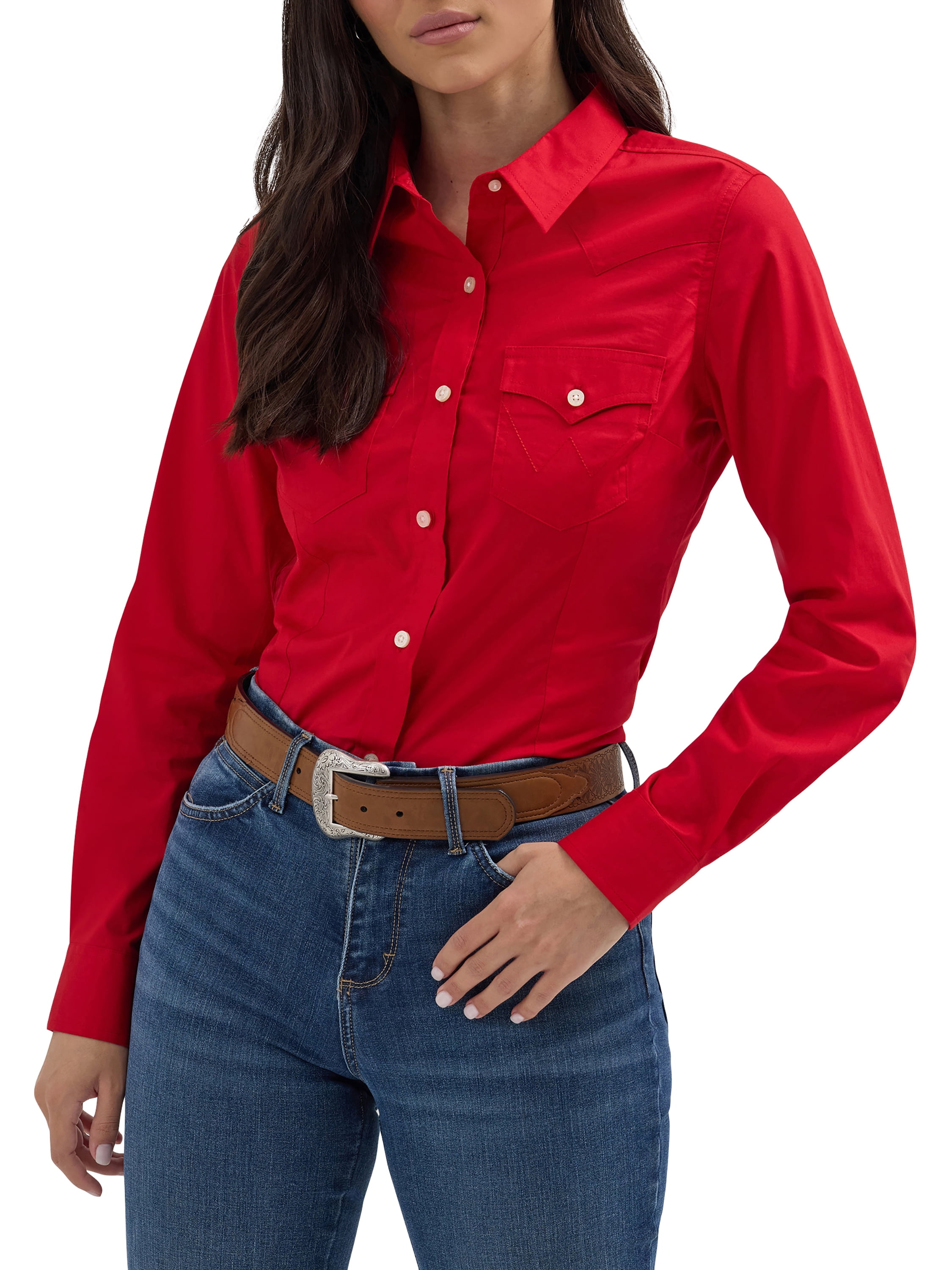Wrangler® Women's Western Long Sleeve Button Front Shirt