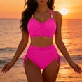 thumbnail image 6 of Babcutegg Women's Solid Color Bikini Set 2 Piece Lace Up Swimsuit Casual Fashion Bathing Suit Hot Pink Size L, 6 of 7