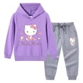 thumbnail image 4 of Hello Kitty-suéter con capucha y cuello alto para niños, pantalones de dos piezas con dibujos animados para niño, traje deportivo informal de manga larga de algodón puro, 4 of 5