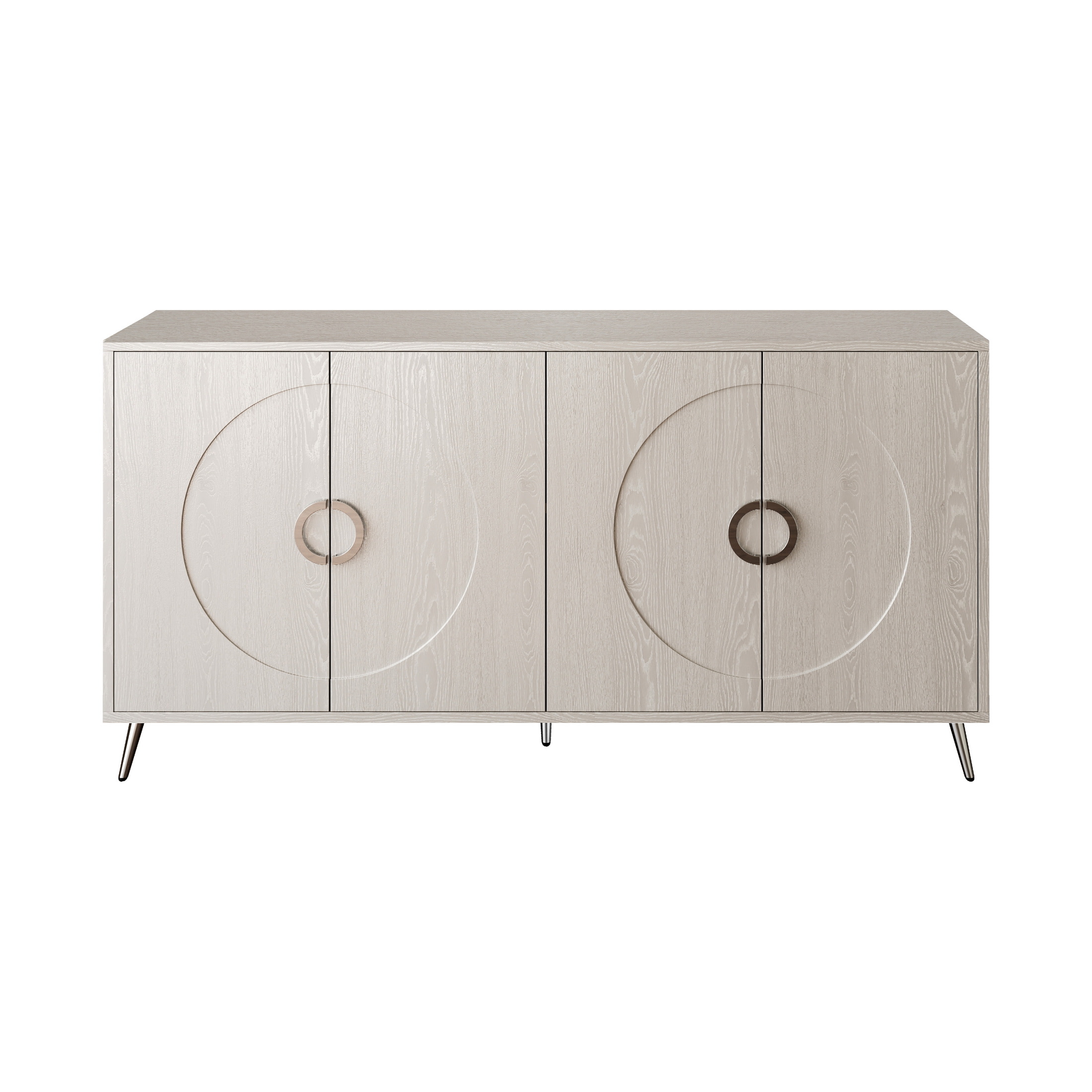Noble House 59.8" Modern Lacquered Sideboard, Buffet Storage Cabinet with Adjustable Shelves, Champagne Silver