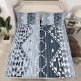 thumbnail image 2 of Homewish Fashion Western Aztec Full Size Sheets for Female, Abstract Stripes Ombre Bed Sheets, Grey Blue Hippie Triangle Sheet Sets, Microfiber Bedroom Decor, 4-Piece, 2 of 7