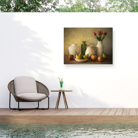 Jacqueline Hammer 'Apples Pears And Tulips' Outdoor Canvas