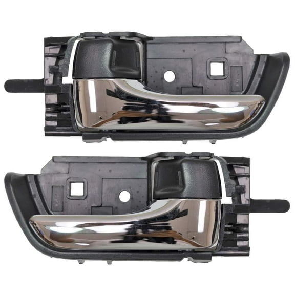 PT Auto Warehouse TO-2333MA-DP - Inner Interior Inside Door Handle, Chrome Lever with Black Knob - Left/Right Pair Fits select: 2004-2009 TOYOTA PRIUS