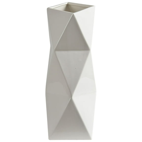 Signature Home Collection 14.75" White Scandinavian Geometric Multifaceted Vase