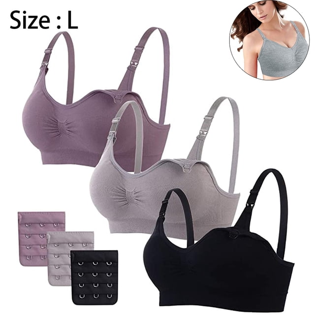 3 pcs Nylon Seamless Maternity Nursing Bra with Pads, Extenders