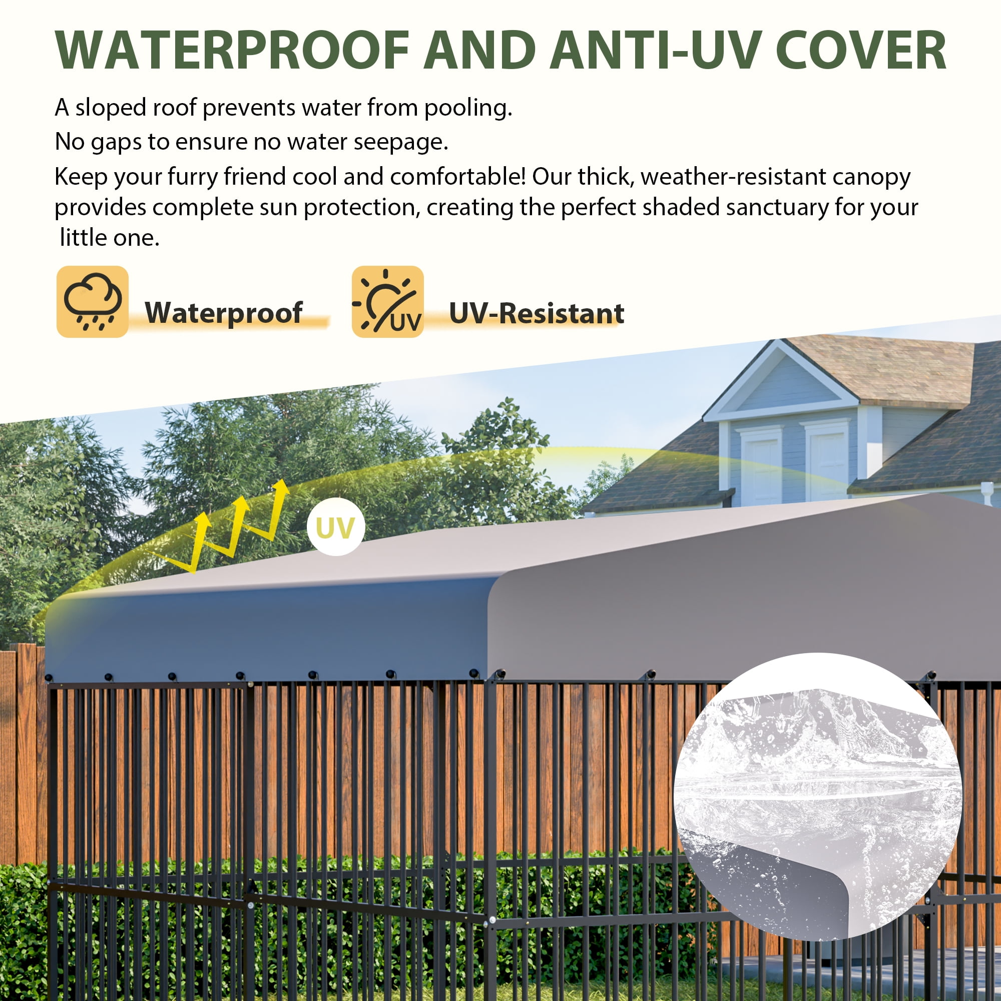 LZBEITEM Heavy Duty Outdoor Dog Kennel Playpen Large Cage Fence with Waterproof Roof Cover & Sturdy Galvanized Metal Frame