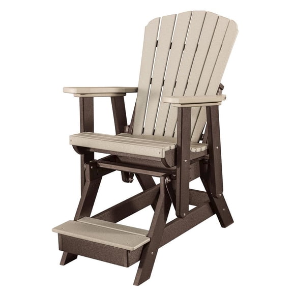 Outdoor Escape Balcony Glider Chair, Weatherwood Brown, Elevated Seating, Heavy Duty Poly