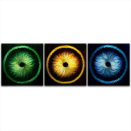 71 X 24 in. Electric Medusas 3-Panel Set Handmade Metal Wall Art
