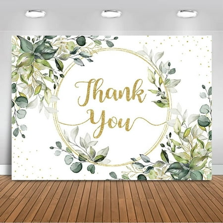 Image of Greenery Gold Thank You Backdrop Green Eucalyptus Leaves Thank You Background Thanks for All You Do Appreciate Party Decorations Photo Booth Props (6x4ft)