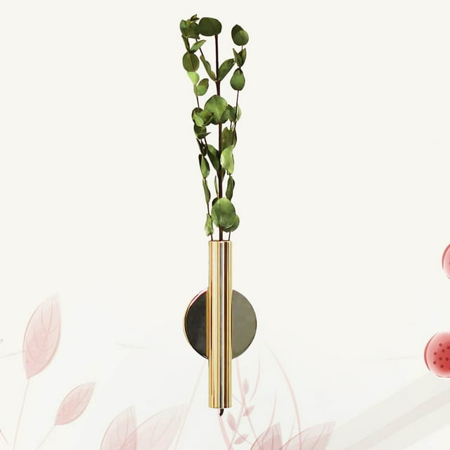 KAKOWELY 1Ud Tubo Florero Metálico Dorado Autoadhesivo Para Pared Floral