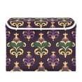 thumbnail image 7 of Yayeee Collapsible Storage Bin with Lid Fabric Closet Decorative Basket with Handles, Gold and Purple Floral Pattern, 7 of 7