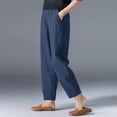 thumbnail image 4 of GZWYHT Summer Pants,Petite Pants,Women's New Casual Loose Large Solid Color Slimming Nine Point Pants,High Waisted Pants,Pants for Women,Plus Size Pants,Navy,5XL, 4 of 4