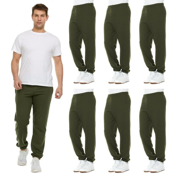 BILLIONHATS 6 Pack of Wholesale Mens Jogger Sweatpants, Homeless Shelter Donation Case, Comfy Bulk Joggers for Men (Green, Small)