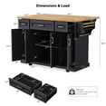 thumbnail image 3 of 54'' Large Kitchen Island with Rubber Wood Drop Leaf, Embossed Texture Rolling Kitchen Cart on 4 Wheels with 4 Doors and 3 Drawers, Kitchen Island with Storage for Kitchen, Dining Room, Black, 3 of 9