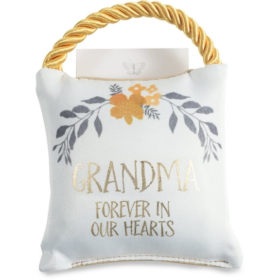 Pavilion Gift Company Grandma Forever in Our Hearts 4.5" Memorial Pocket Pillow, 4.5 x 4.5 Inch, Gold