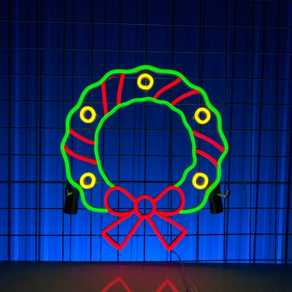 Handmadetneonsign Christmas Wreath Neon Sign, Christmas Wall Art Decor, Christmas Led Sign, Home Wall Decor