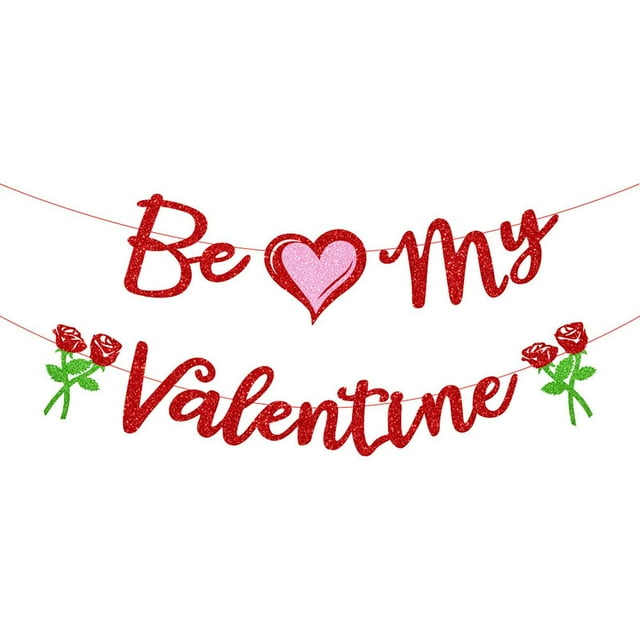 Décoration de Rose Drapeau d'Amour, Usavan Réutilisable Durable Fournitures de Scène de la Saint-Valentin, Ornements de Fête Résistants aux Intempéries pour Porte Mur Cheminée Cadeau de Fête